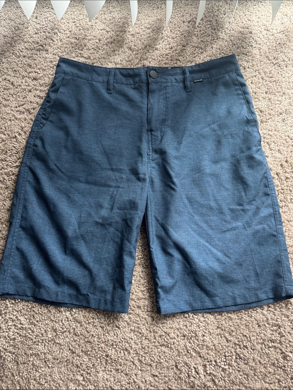 Hurley Men's Textured Navy Flat-Front Shorts